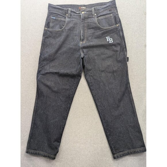 FUBU Jeans Mens 44x34 Blue Denim The Collection Carpenter Hammer Loop FB Patch - Picture 1 of 16